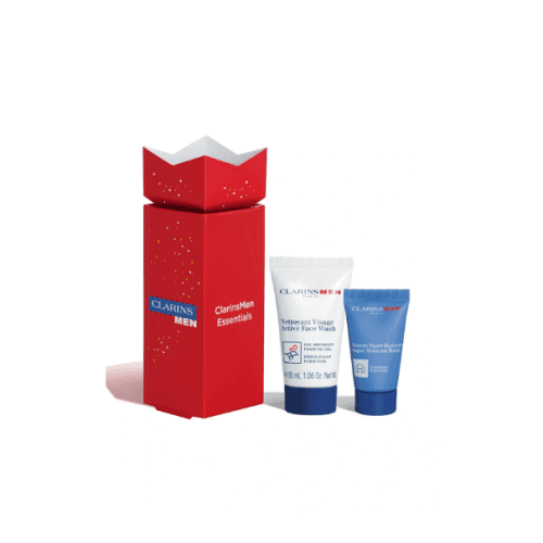 Clarins Mens Essentials Cracker - Active Face Wash 30ml + Super Moisture Balm 12ml