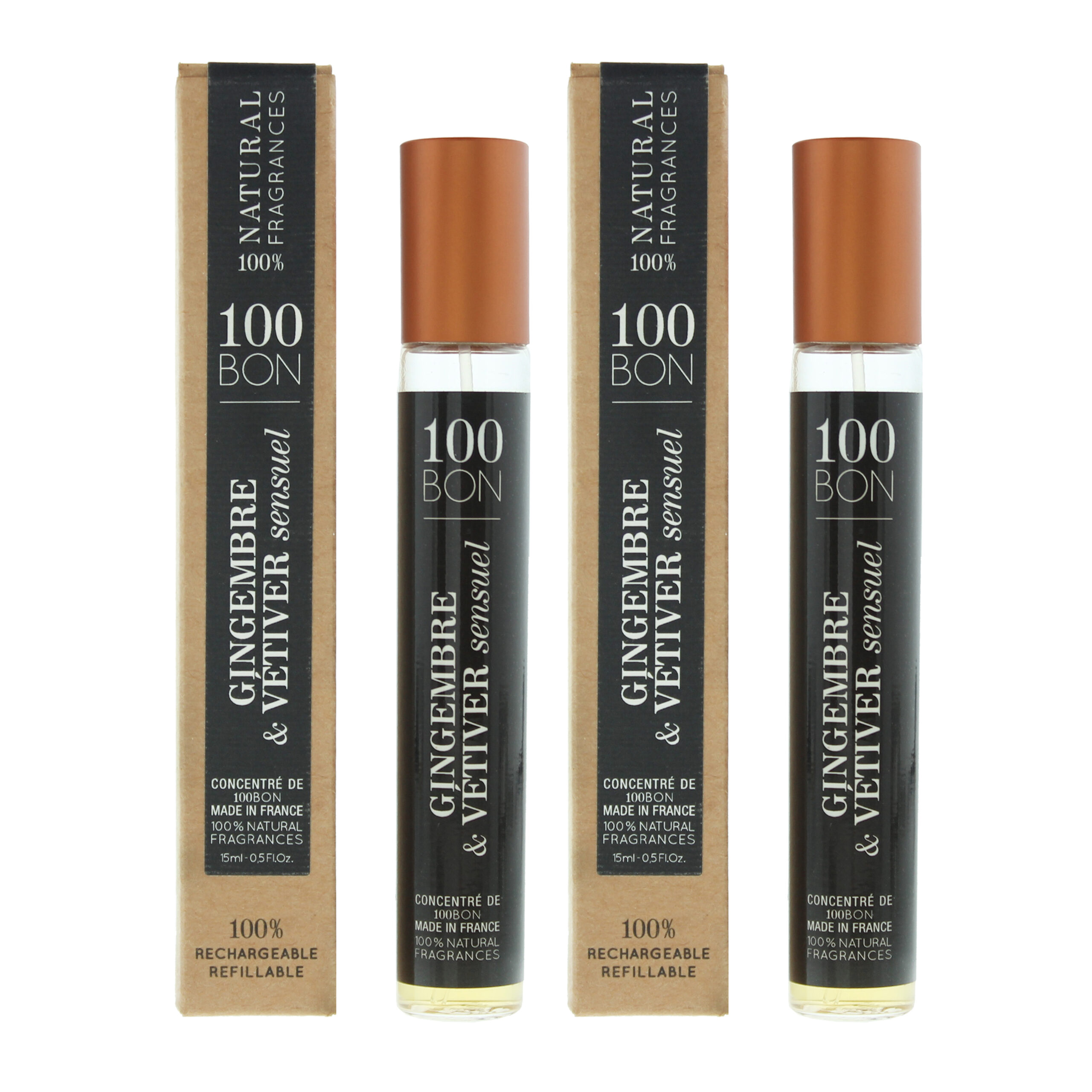 100Bon Unisex 100 Bon Gingembre & Vetiver Sensuel Refillable Eau De Parfum 15ml x 2 - Orange - One Size